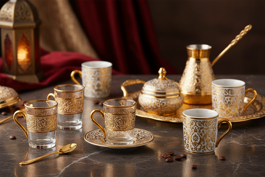 Verres et Tasses à Café Gravés Or